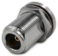 Коаксиальный соединитель N female Light для монтажа на панель (круглый фланец с гайкой) для кабеля 0.086" (RG405)