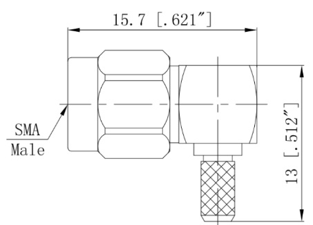 SMA male угловой Profi  для кабельной группы RG316/RG174/RG178 SMA male угловой Profi  для кабельной группы RG316/RG174/RG178