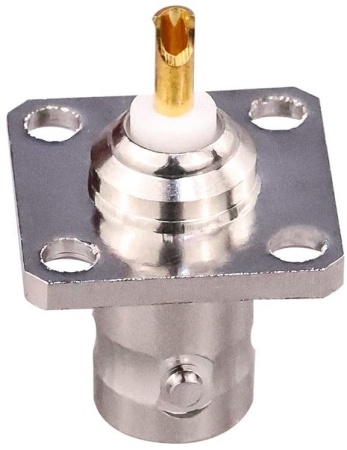 Коаксиальный коннектор BNC female фланцевый 4 отверстия