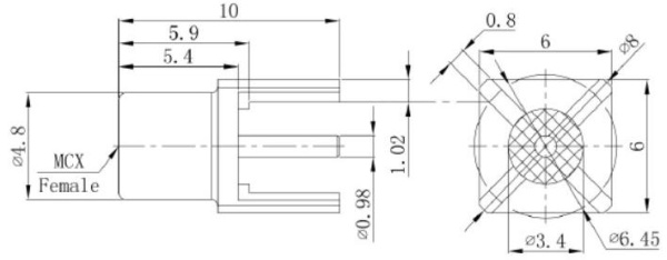 MCX female для приборной платы