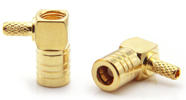 SMB female угловой обжимной для кабеля RG316/RG174
