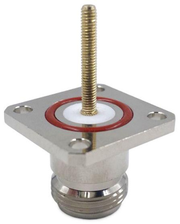 Коаксиальный коннектор N female фланцевый 4 отверстия, штырьковый 