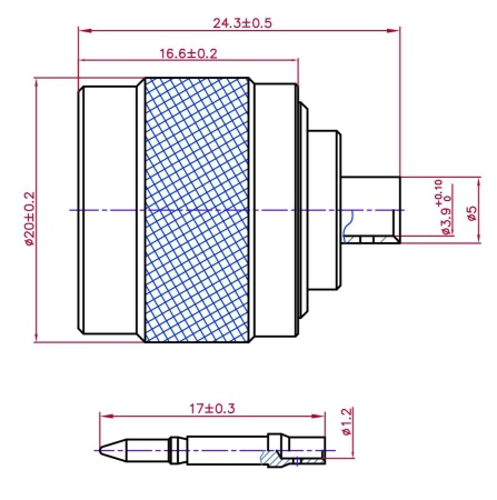 Коннектор коаксиальный N male для кабельной группы RG402 (SF-141)