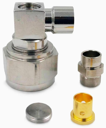 Коннектор коакcиальный угловой N male прижимной под кабель D52