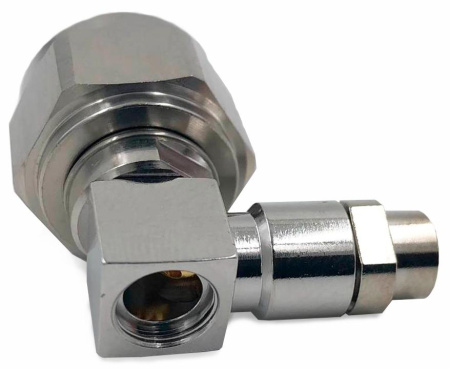 Коннектор коакcиальный угловой N male прижимной под кабель D52