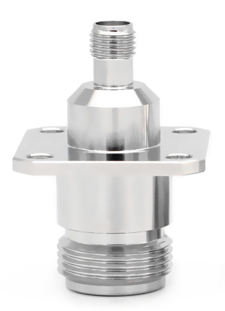 Коаксиальный переход фланцевый  N female-SMA female, латунь, 6ГГц