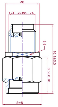 Коаксиальный переход RP-SMA male-SMA female Light, 6 Ггц