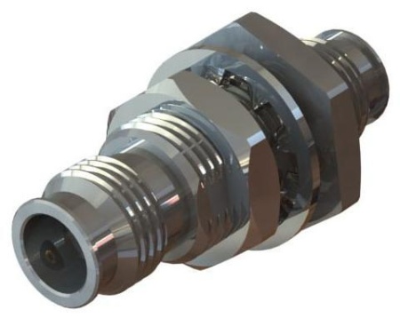 Коаксиальный переход 1.35mm female-1.35mm female фланцевый, 90 ГГц