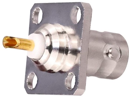Коаксиальный коннектор BNC female фланцевый 4 отверстия