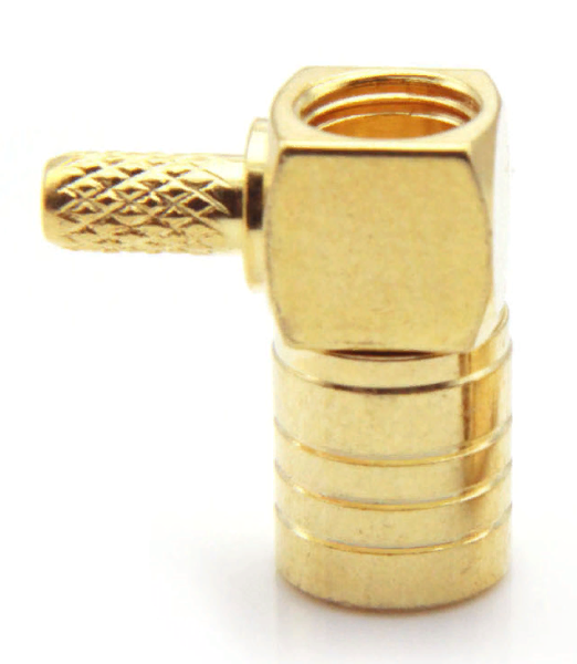 Коннектор SMB female обжимной угловой для кабеля LMR100