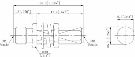 Коаксиальный переход SMA female на SMA female