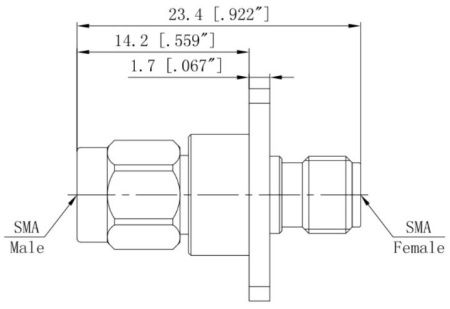 Коаксиальный переход SMA male-SMA female фланцевый
