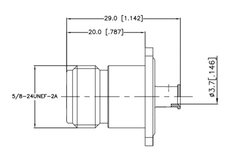 N female прямой фланцевый 4 отверстия для кабеля 141/RG402