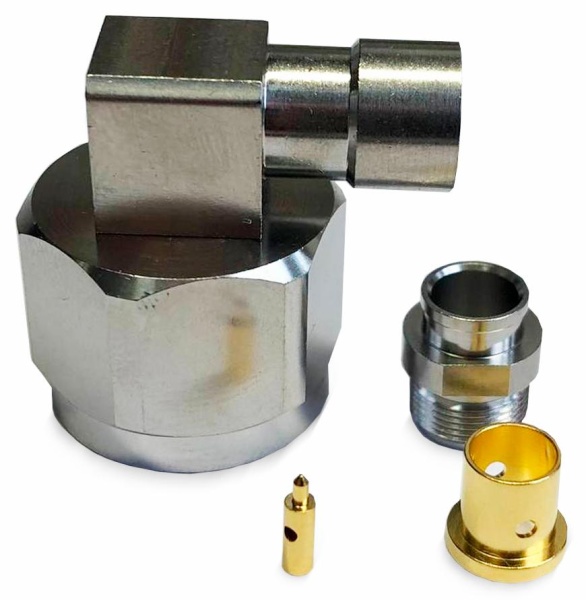 Коннектор коаксиальный угловой N male для кабеля D52