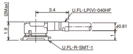 Разъем U.FL-LP(v)-040HF female для микрокоаксиального кабеля диаметром 0.81 мм сопряженная высота 2.0 мм