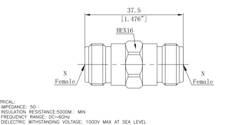 Переход коаксиальный N female на N female