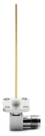 Коаксиальный коннектор угловой фланцевый SMA female под пайку на корпус